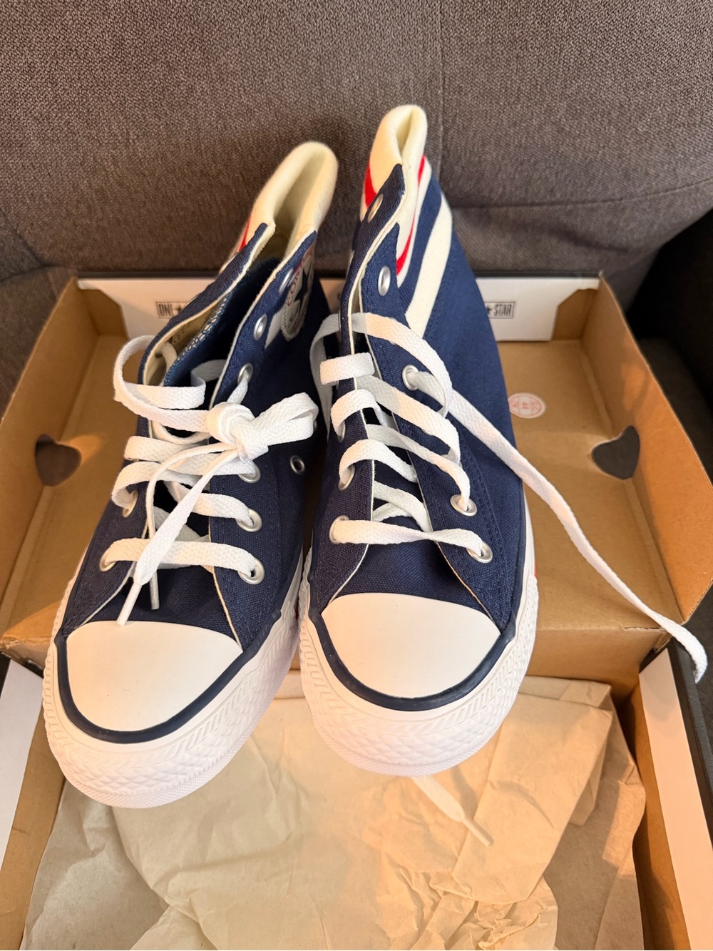 Converse Navy and White High-Top Kids Sneakers